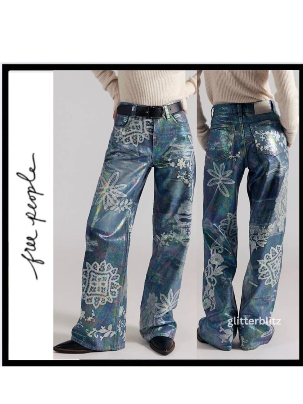 NWT FREE PEOPLE We the Free TINSLEY PRINTED HIGH-RISE ILLUSIONS JEAN SOLD OUT 29